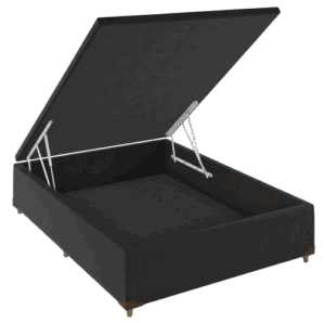 PROMOÇÃO - BASE BAÚ CASAL 1.38x1.88x40 - UNIVERSAL - PRETO (COURINO)