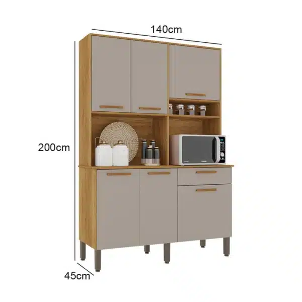 ARMÁRIO DE COZINHA NEW SIENA 2019 COM 6 PORTAS E 1 GAVETA - SALLETO - Imagem 3