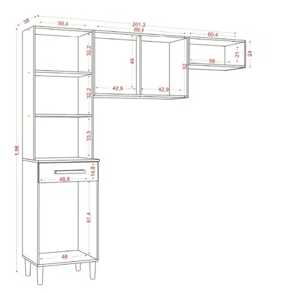 COZINHA ISABELLE 2.0 COMPLETA C/ 6 PORTAS E 1 GAVETA - ARAMÓVEIS - Imagem 2