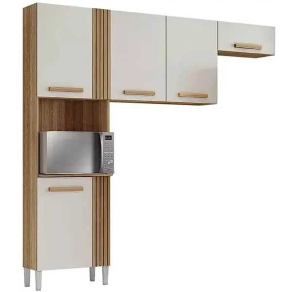 COZINHA JUMA 2.10 C/ 5 PORTAS, DETALHE RIPADO E ESPAÇO PARA FORNO - ARAMÓVEIS - Imagem 4