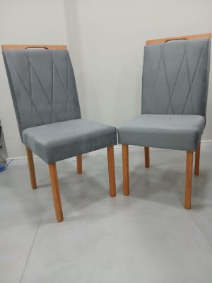KIT CADEIRAS ISA ESTOFADAS MADEIRA MACIÇA - CARVALHO DEDOR - CINZA - 414