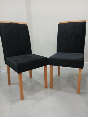 KIT CADEIRAS ISA ESTOFADAS MADEIRA MACIÇA - CARVALHO DEDOR - PRETO - 38