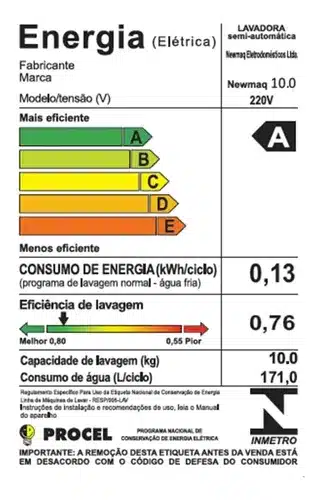 LAVADORA DE ROUPA TANQUINHO SEMIAUTOMÁTICA 10 KG - NEWMAQ - Imagem 5