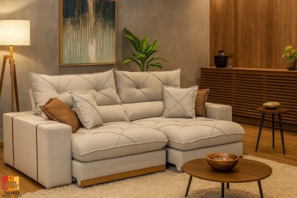 PROMOÇAO - SOFÁ GRAN BELLO PLUS 2.50 RETRÁTIL E RECLINÁVEL MOLAS ENSACADAS E 04 ALMOFADAS DECORATIVAS - VILMA