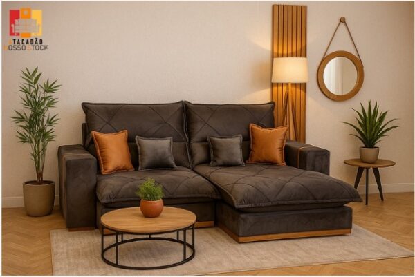 PROMOÇAO - SOFÁ GRAN BELLO PLUS 2.50 RETRÁTIL E RECLINÁVEL MOLAS ENSACADAS E 04 ALMOFADAS DECORATIVAS - VILMA - Imagem 3