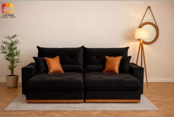 PROMOÇAO - SOFÁ GRAN BELLO PLUS 2.50 RETRÁTIL E RECLINÁVEL MOLAS ENSACADAS E 04 ALMOFADAS DECORATIVAS - VILMA - Imagem 4