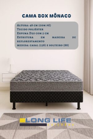 PROMOÇÃO - CAMA BOX MÔNACO SOLTEIRO 88CM - LONG LIFE