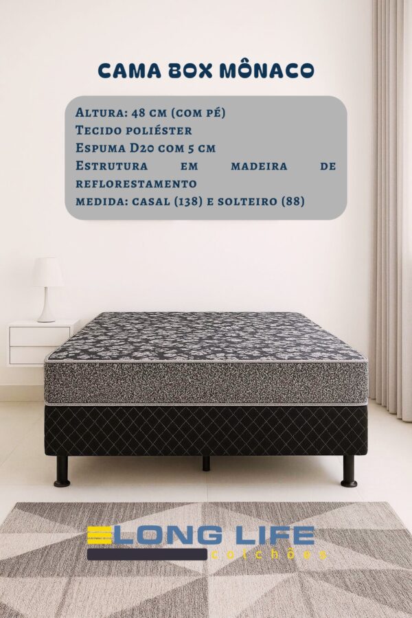 PROMOÇÃO - CAMA BOX MÔNACO SOLTEIRO 88CM - LONG LIFE