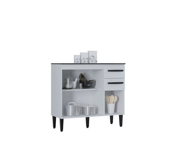 BALCÃO DE COZINHA ISADORA 90 CM - COM TAMPO, 3 PORTAS E 2 GAVETAS - POQUEMA - Imagem 5
