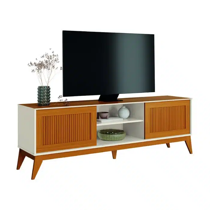 RACK BANCADA KING 1.80 RIPADO EM 3D - PARA TV ATÉ 65 POLEGADAS E PORTAS DESLIZANTES - EDN MÓVEIS - Imagem 3