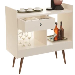 APARADOR BAR 4064 COM PÉS PALITO RETRÔ - 79CM - JB MÓVEIS - LUXO OFF WHITE