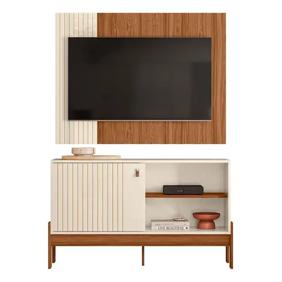 RACK COM PAINEL WOOD 1.20 PORTA DESLIZANTE - TV ATÉ 42 POLEGADAS- MOBLER - Imagem 5