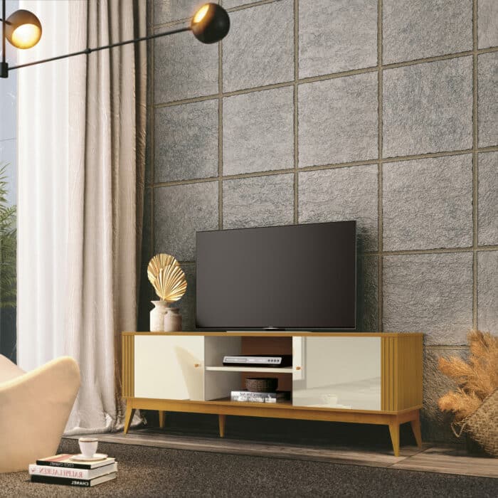 RACK LEGACY 1.60 - PARA TV ATÉ 60 POLEGADAS E 2 PORTAS C/ DETALHE RIPADO - EDN MÓVEIS - Imagem 3