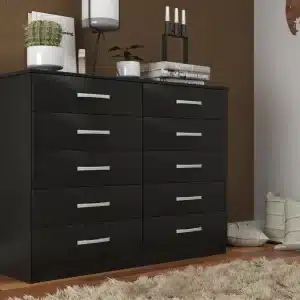 PROMOÇÃO CÔMODA MARBELA 0.92 CM - 10 GAVETAS -EVIDÊNCIA MÓVEIS - PRETO