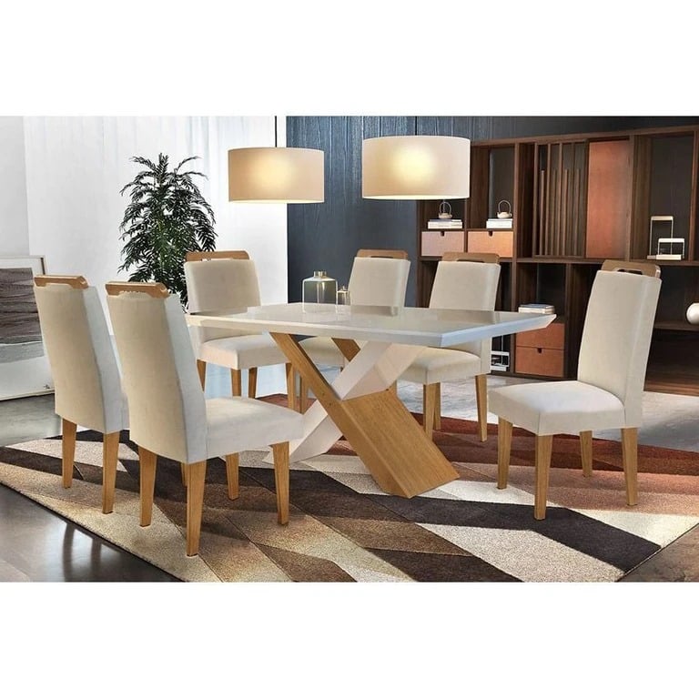 PROMOÇÃO - MESA IMPERATRIZ 1,80 + 6 CADEIRAS ATHENAS 100% MDF - RUFATO