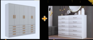 GUARDA ROUPA NEW MÔNACO 1.83 C/ 6 PORTAS + CÔMODA MARBELA