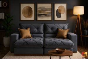 SOFÁ GRAN BELLO PLUS 2.50 RETRÁTIL E RECLINÁVEL MOLAS ENSACADAS E 04 ALMOFADAS DECORATIVAS - CINZA