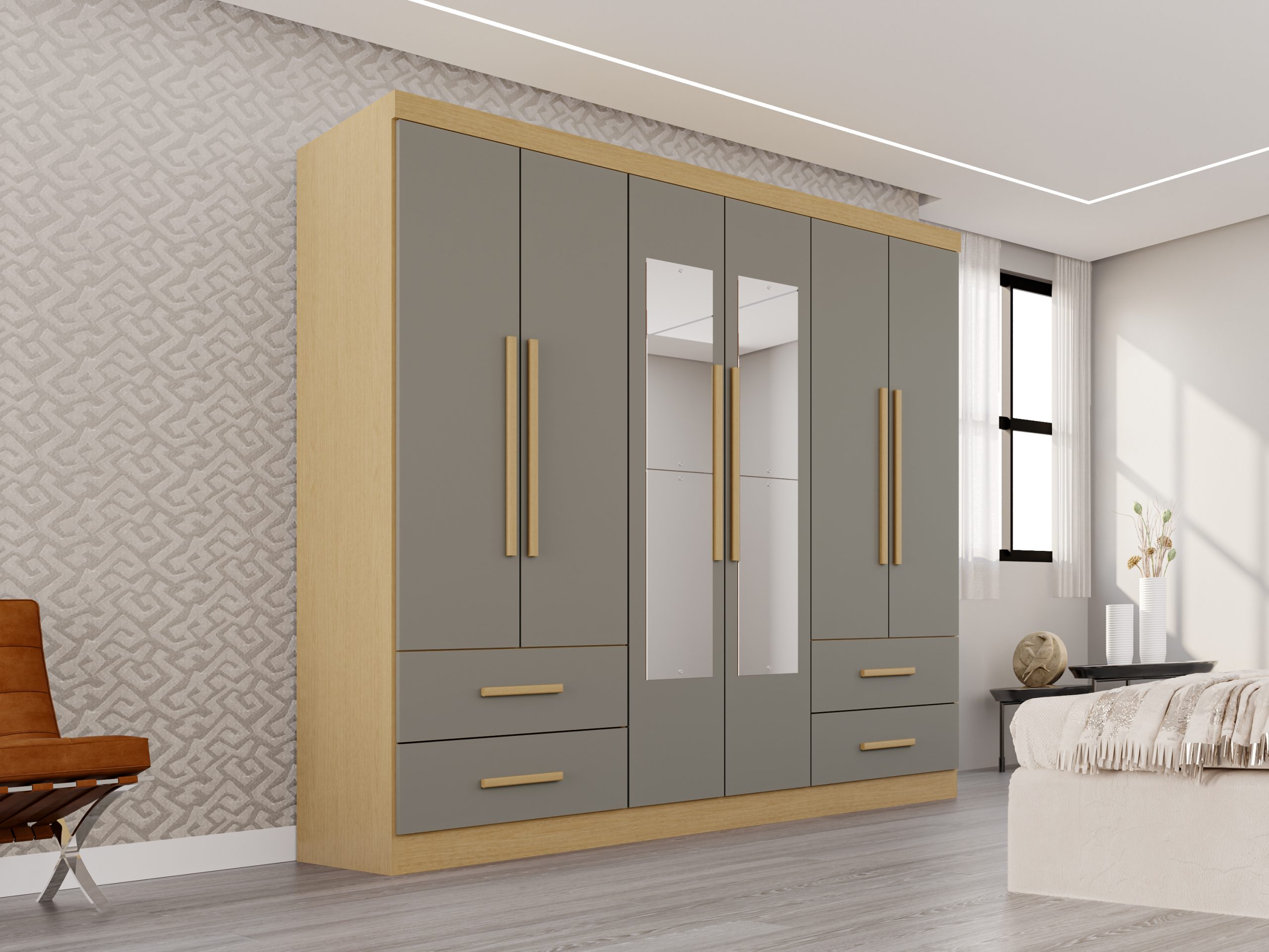 GUARDA ROUPA TEXAS/HERCULES C/ 6 PORTAS E 2 GAVETAS - SALLETO