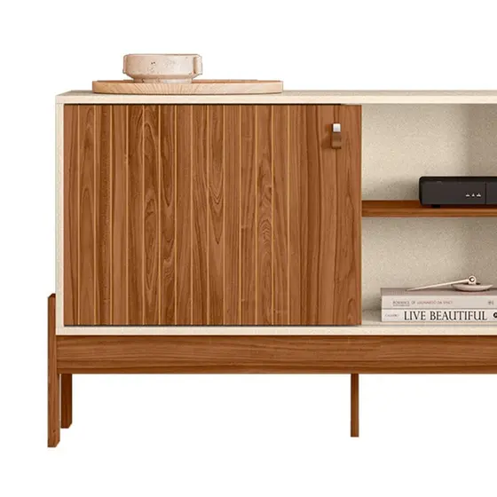 RACK COM PAINEL WOOD 1.20 PORTA DESLIZANTE - TV ATÉ 42 POLEGADAS- MOBLER - Imagem 2