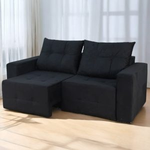 PROMOÇÃO - SOFÁ HAWAÍ 1.80 RETRÁTIL - VILMA ESTOFADOS - PRETO
