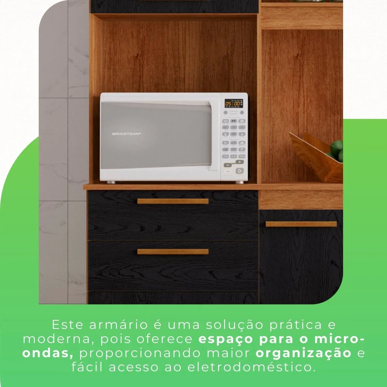 COZINHA DUBAI 1.10 C/ 5 PORTAS 2 GAVETAS - SALLETO - Imagem 2