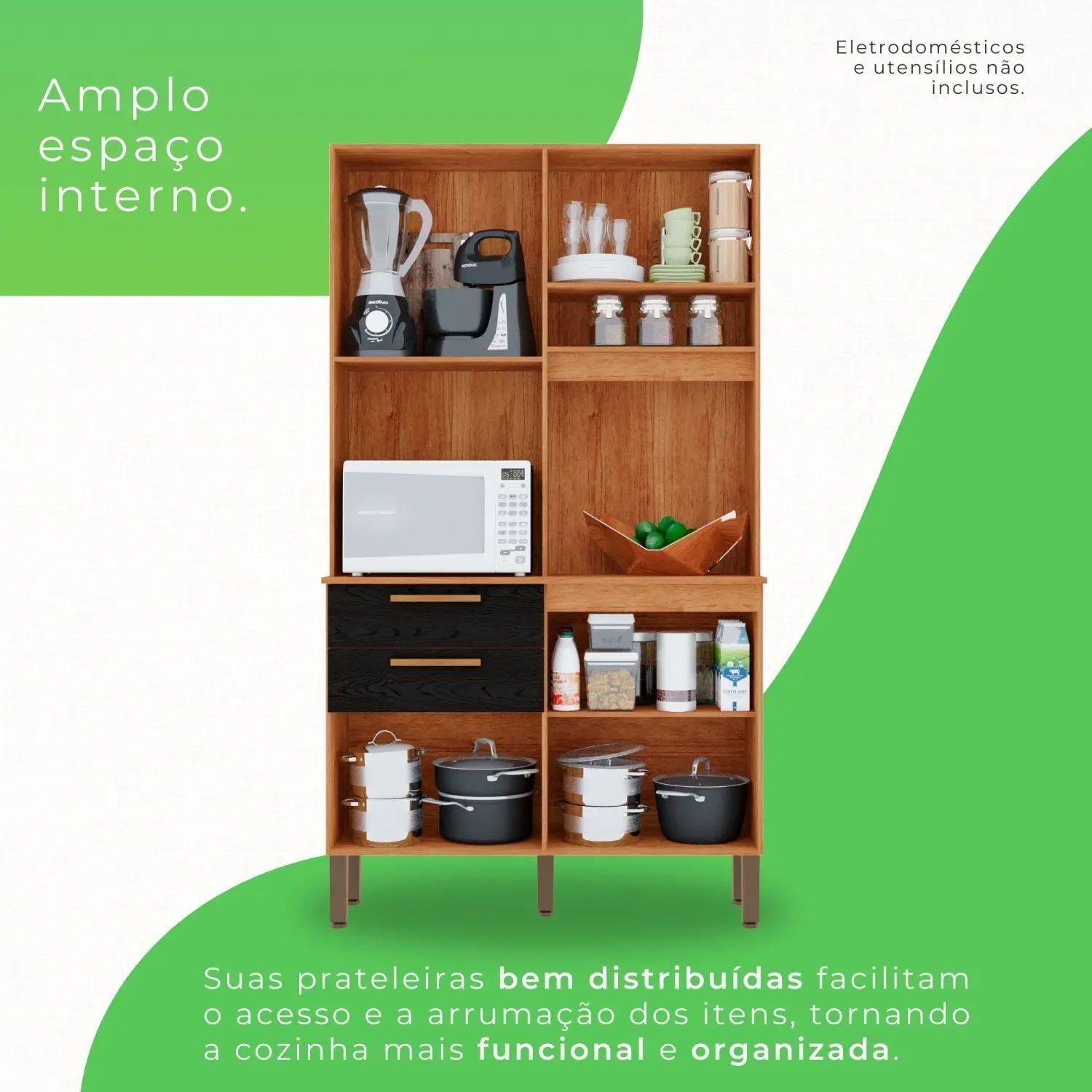 COZINHA DUBAI 1.10 C/ 5 PORTAS 2 GAVETAS - SALLETO - Imagem 4