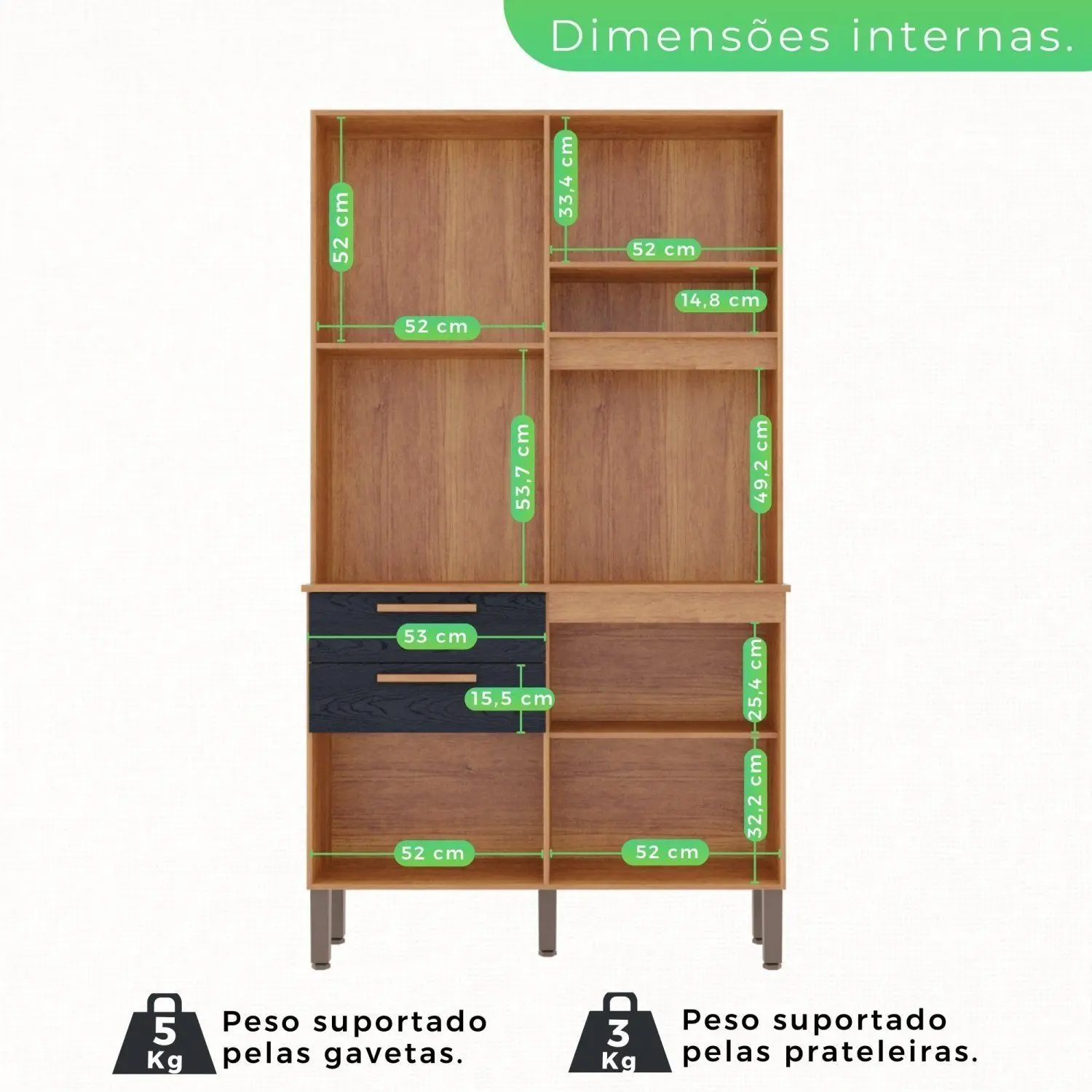 COZINHA DUBAI 1.10 C/ 5 PORTAS 2 GAVETAS - SALLETO - Imagem 7