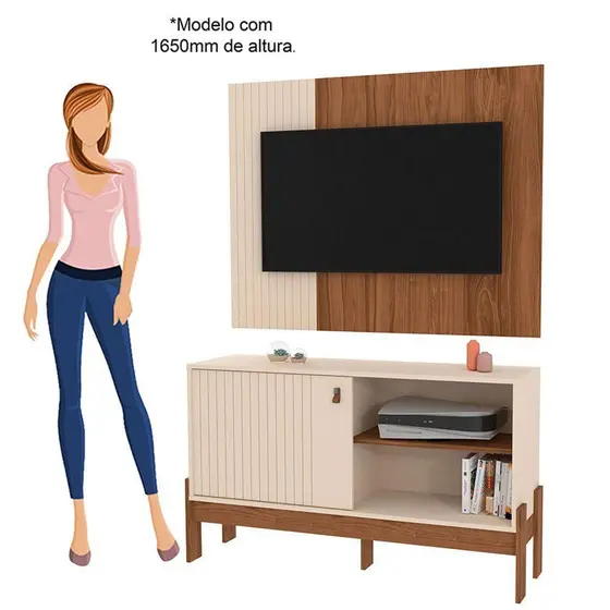 RACK COM PAINEL WOOD 1.20 PORTA DESLIZANTE - TV ATÉ 42 POLEGADAS- MOBLER - Imagem 5