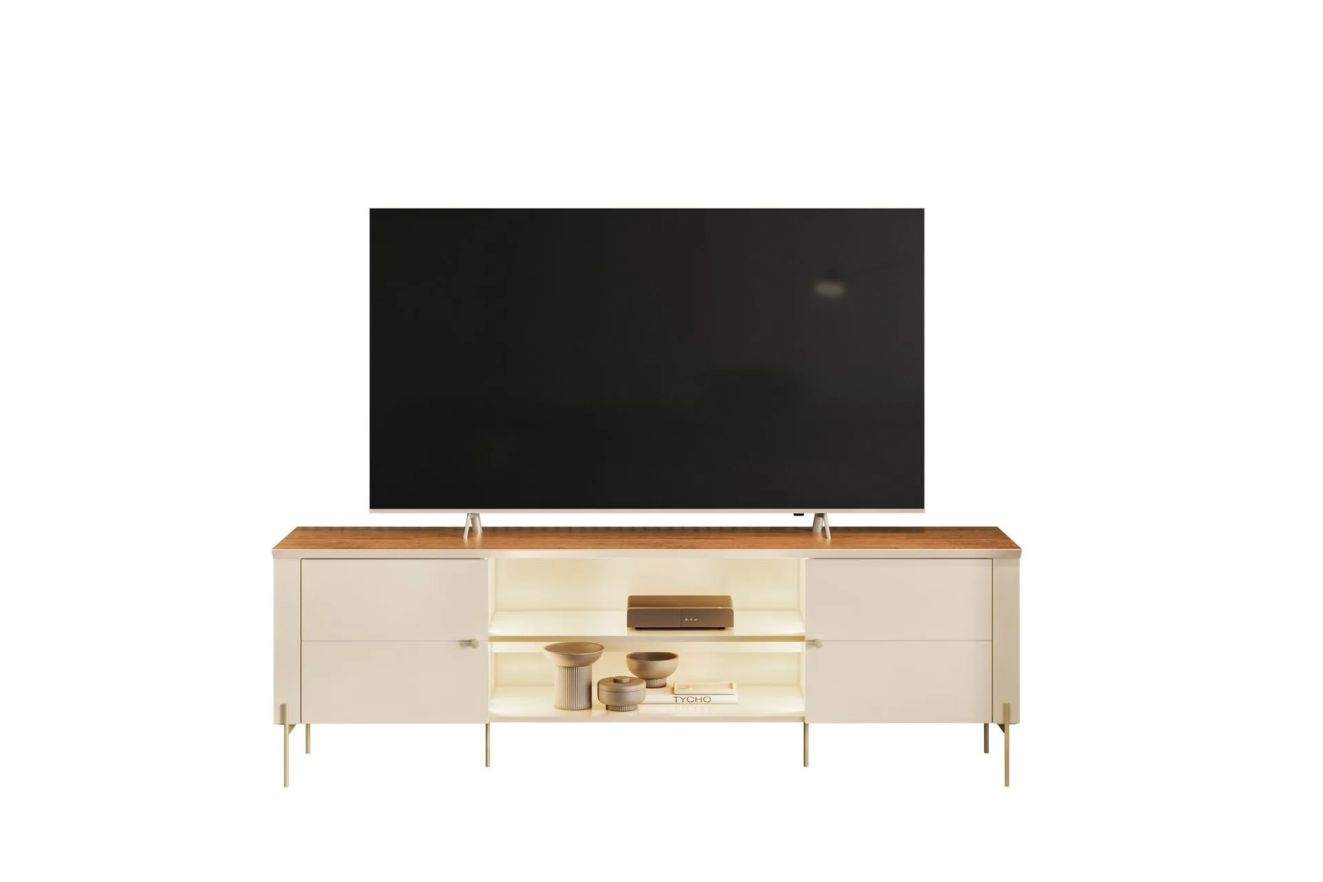 BANCADA BRASILIA 1.80 COM LED E 2 PORTAS PARA TV ATÉ 75 POLEGADAS - MOBLER - Imagem 2