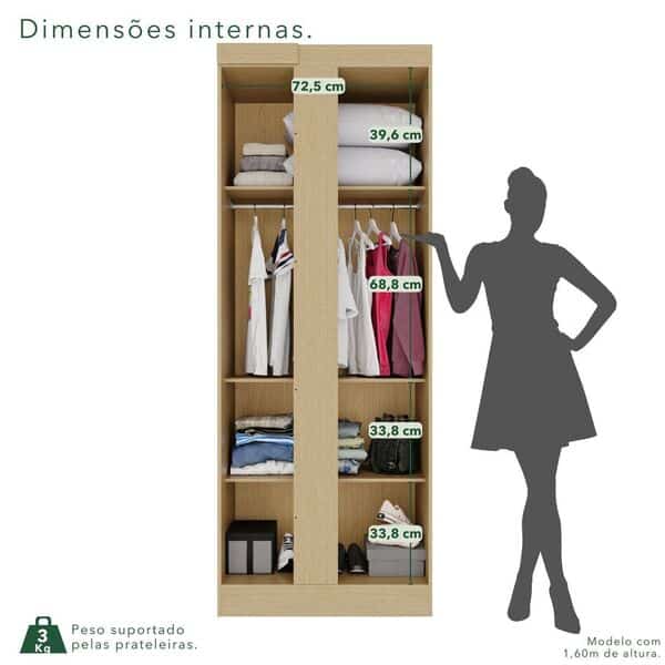 GUARDA ROUPA FORTALEZA MODULADO 1 PORTA - SALLETO - Imagem 4