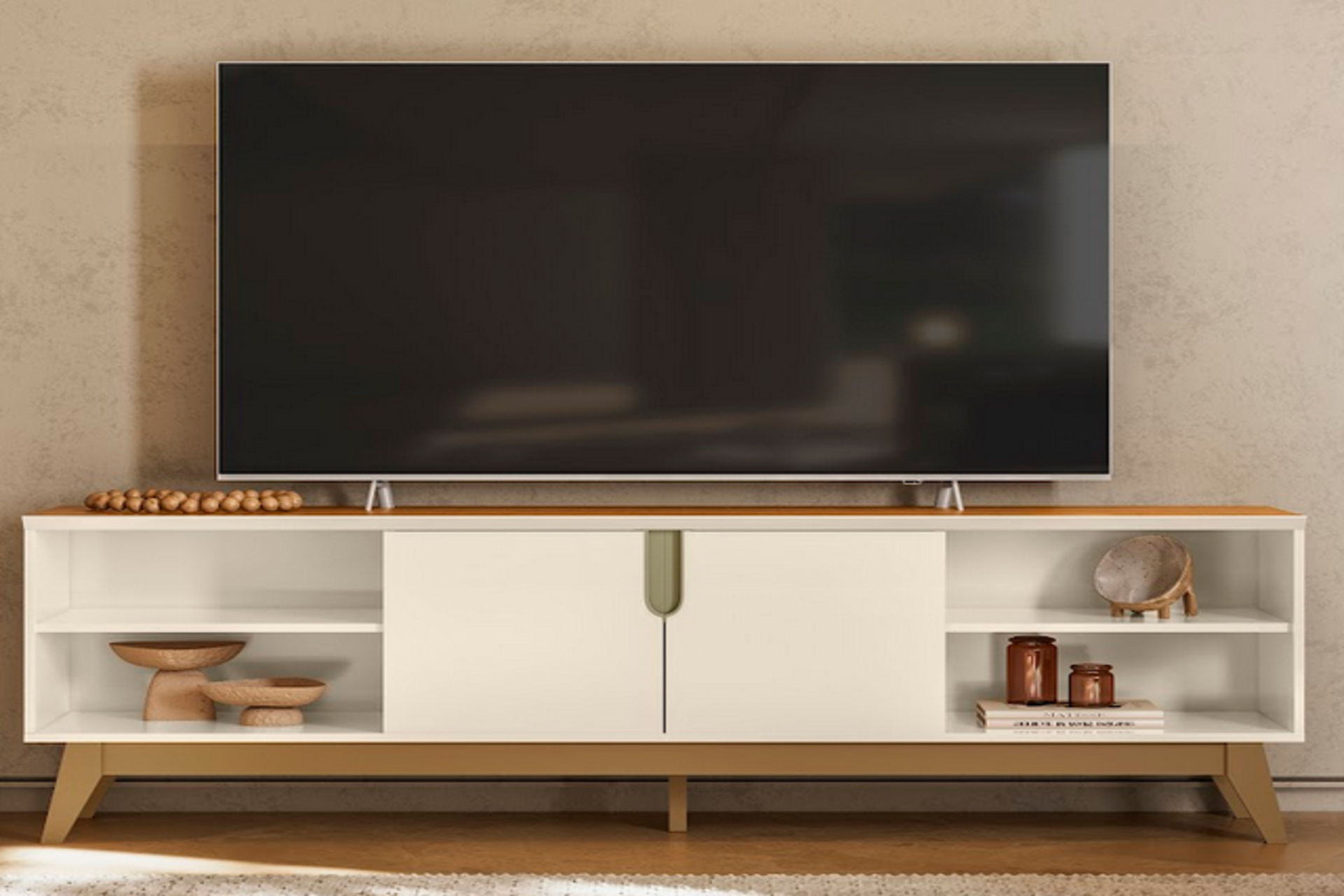 BANCADA CAMPINAS 1.83 C/ 2 PORTAS PARA TV ATÉ 75 POLEGADAS - MOBLER