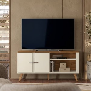PROMOÇÃO - BANCADA ILHÉUS 1.35 COM 2 PORTAS DE CORRER PARA TV ATÉ 55 POLEGADAS - MOBLER