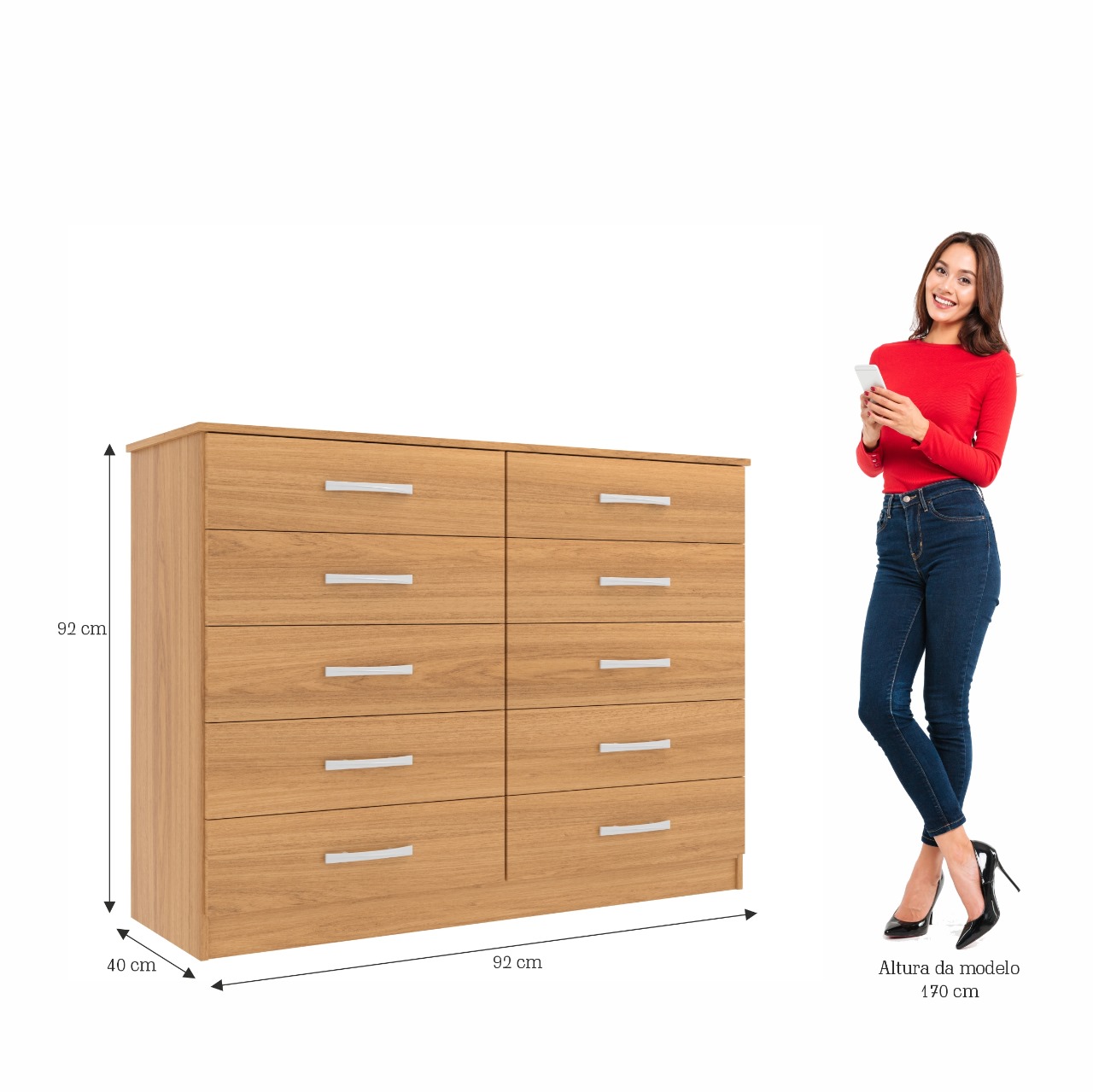 PROMOÇÃO - CÔMODA MARBELA 0.92 CM - 10 GAVETAS -EVIDÊNCIA MÓVEIS - Imagem 4