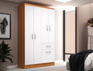GUARDA ROUPA NEW MARBELA 0.92cm C/ 5 PORTAS 1 GAVETA -EVIDÊNCIA - CINAMOMO/BRANCO
