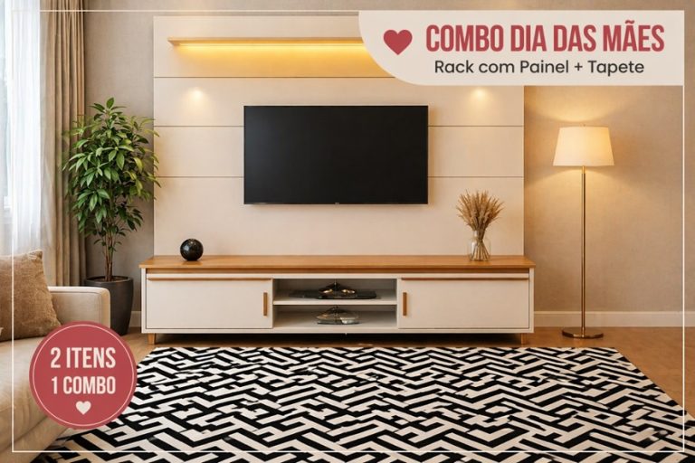 COMBO - RACK COMODORO 1.80 + PAINEL BLISS 1.80 + TAPETE 1.40X200 OU 1 ...