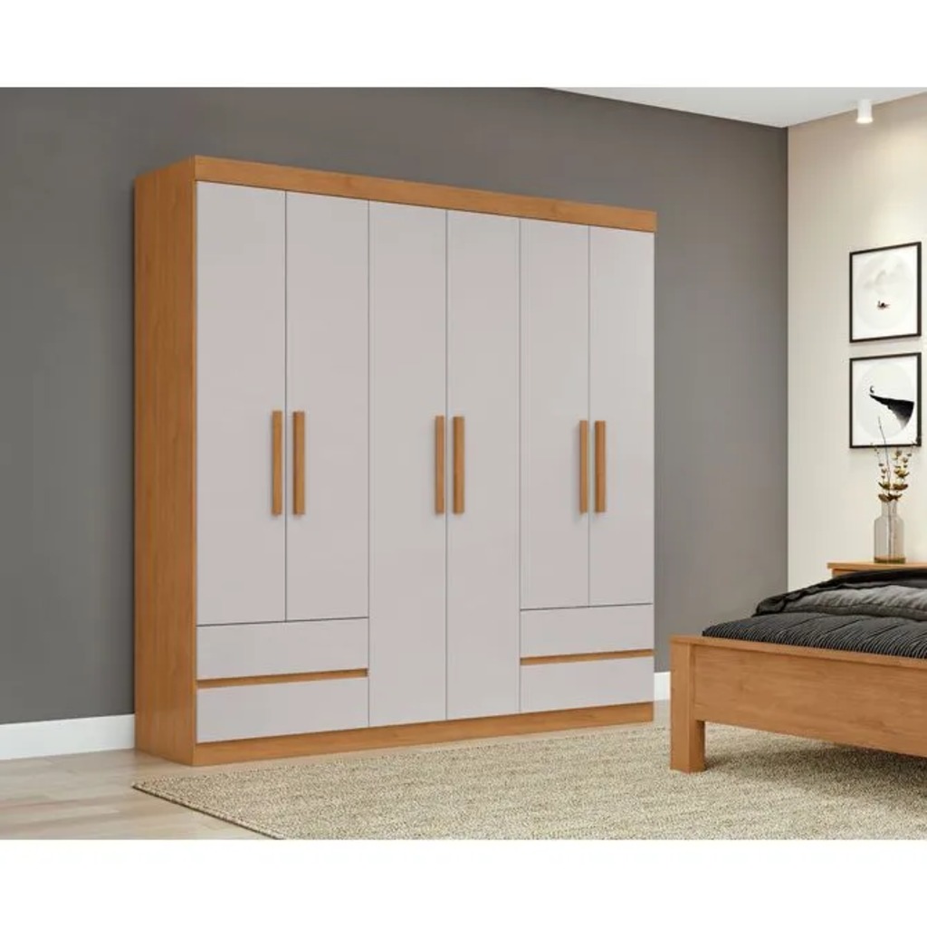 GUARDA ROUPA ZEUS 1.77 CM C/ 6 PORTAS 4 GAVETAS - LOPAS