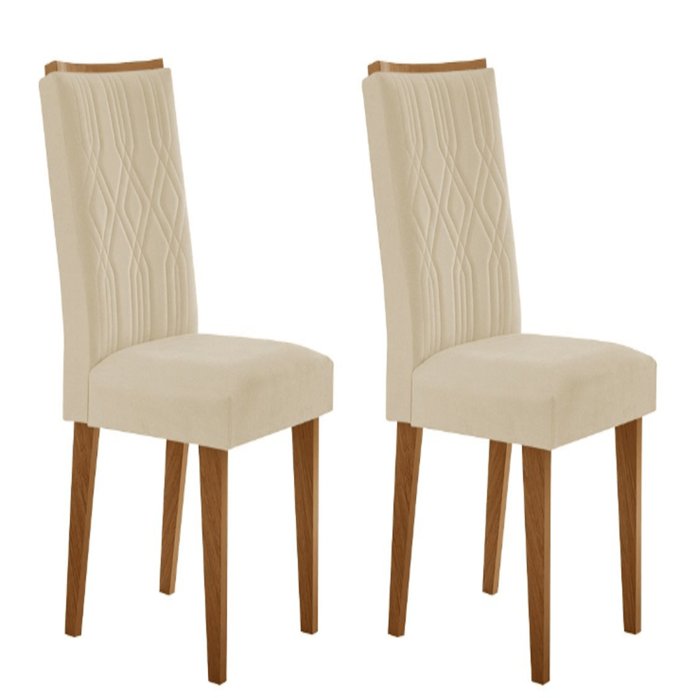 KIT 2 CADEIRAS ALEGRA ESTOFADAS 100% MDF - RUFATO