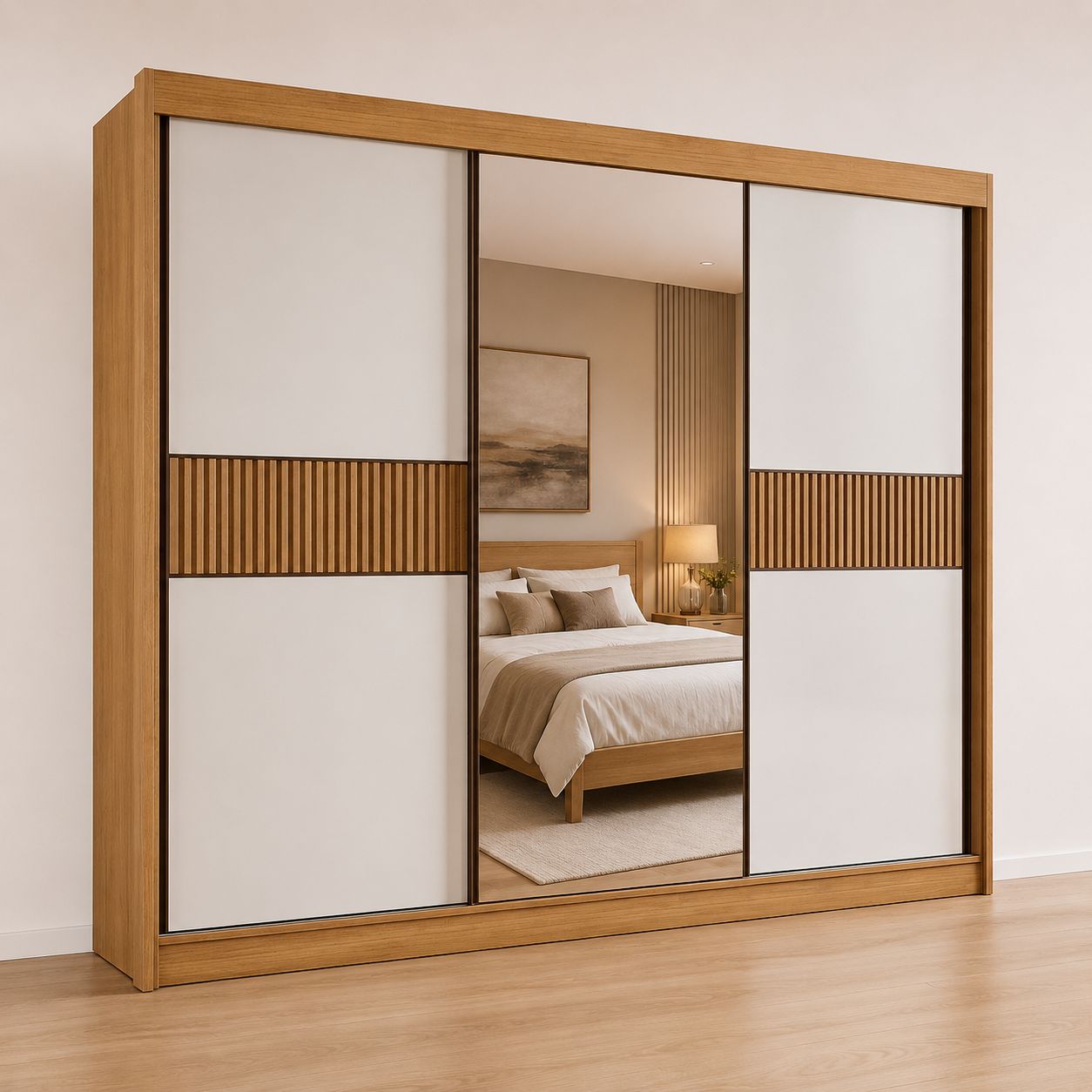 GUARDA ROUPA LOS ANGELES 2.73 CM C/ PORTAS DE CORRER C/ 1 ESPELHO 100% MDF - DDORO