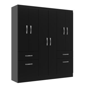 GUARDA ROUPA NEW HÉRCULES 1.36 CM - 8 PORTAS 2 GAVETAS - EVIDÊNCIA - PRETO