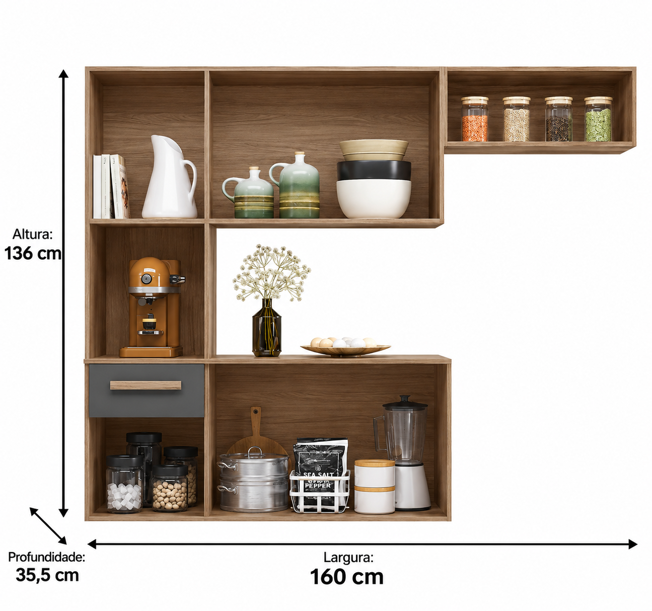 PROMOÇÃO - COZINHA SUSPENSA GIULIA 1.60 - 6 PORTAS - NICIOLI - Imagem 3
