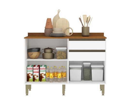 BALCÃO DE COZINHA PÉROLA 1,20 + ARMÁRIO AÉREO 1.20 - SALLETO - Imagem 3