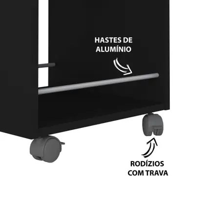 APARADOR BAR ADEGA BRITO COM RODÍZIOS E PRATELEIRAS - ARTELY - Imagem 2