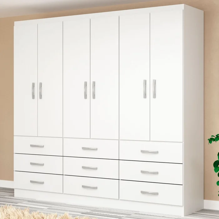 PROMOÇÃO - GUARDA ROUPA BERGAMO 1.50 C/ 6 PORTAS E 9 GAVETAS - EVIDÊNCIA MÓVEIS - Imagem 3