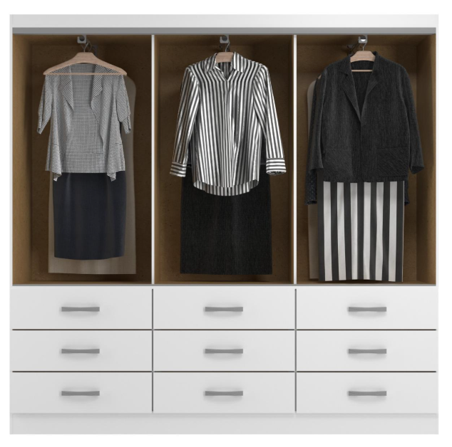 PROMOÇÃO - GUARDA ROUPA BERGAMO 1.50 C/ 6 PORTAS E 9 GAVETAS - EVIDÊNCIA MÓVEIS - Imagem 6