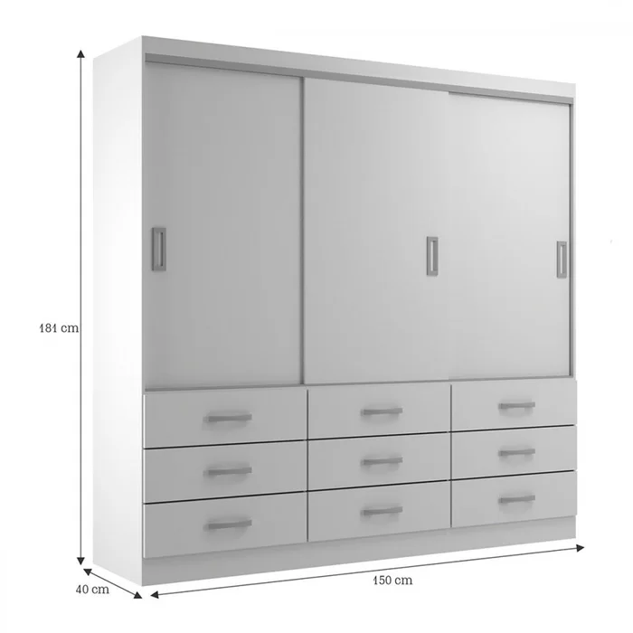 PROMOÇÃO - GUARDA ROUPA BERGAMO 1.50 C/ 6 PORTAS E 9 GAVETAS - EVIDÊNCIA MÓVEIS - Imagem 8