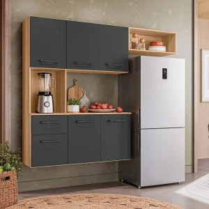 PROMOÇÃO - COZINHA SUSPENSA RAMALA 1.60 - NICIOLI - FREIJÓ/CHUMBO 307
