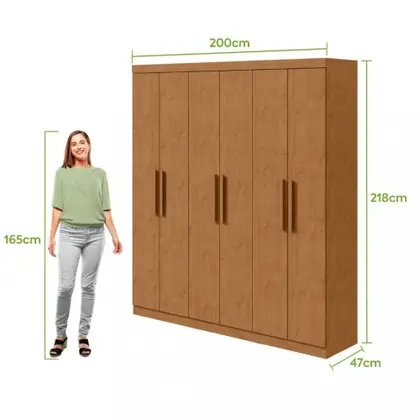 GUARDA ROUPA ANDARA 1.77 CM C/ 6 PORTAS E 2 GAVETAS - LOPAS - Imagem 2
