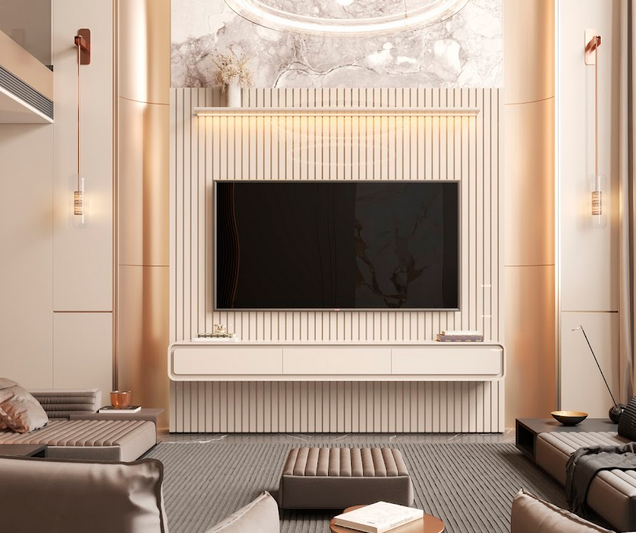 PAINEL ARBO 2.25 RIPADO 100% ORIGINAL C/LED + NICHO LIV 2.18 - TV ATÉ 75" - EDN.