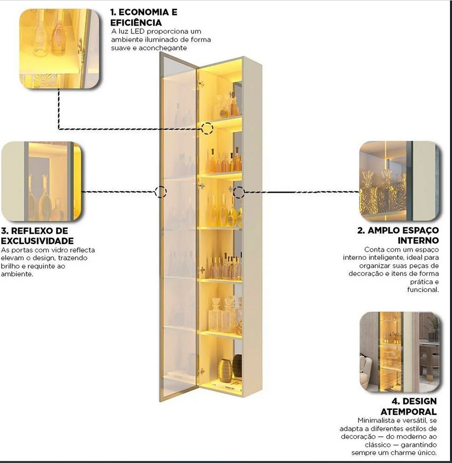 HOME LUMINARE 2.95 + 2 CRISTALEIRAS - TV ATÉ 85" - GELIUS - Imagem 4