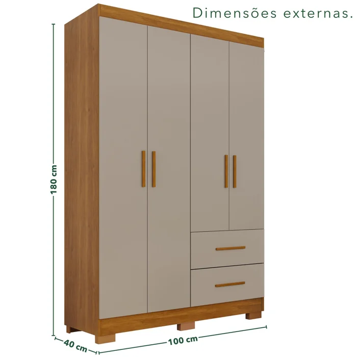 GUARDA ROUPA ESTRELA PREMIUM 1.00 - 4 PORTAS - SALLETO - Imagem 2